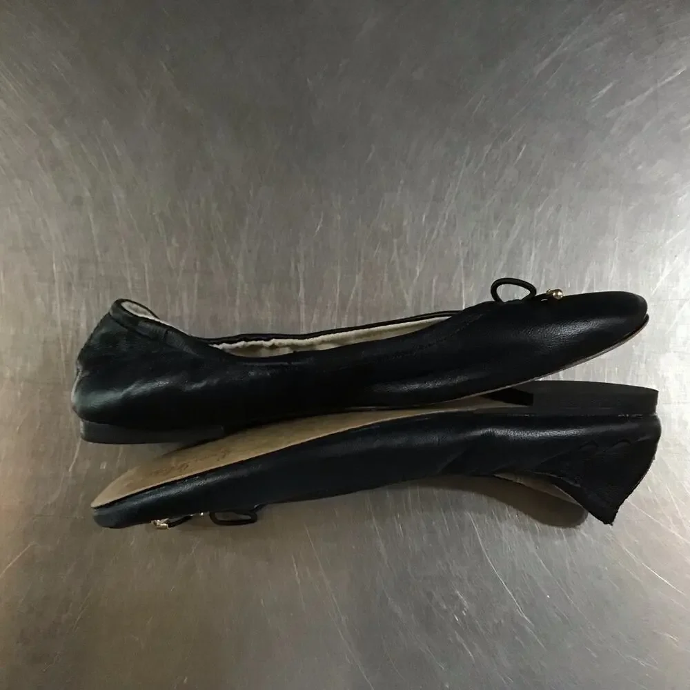 Sam Edelman Girls Felicia Black Leather Bow Round-Toe Ballet Flats Shoes 3